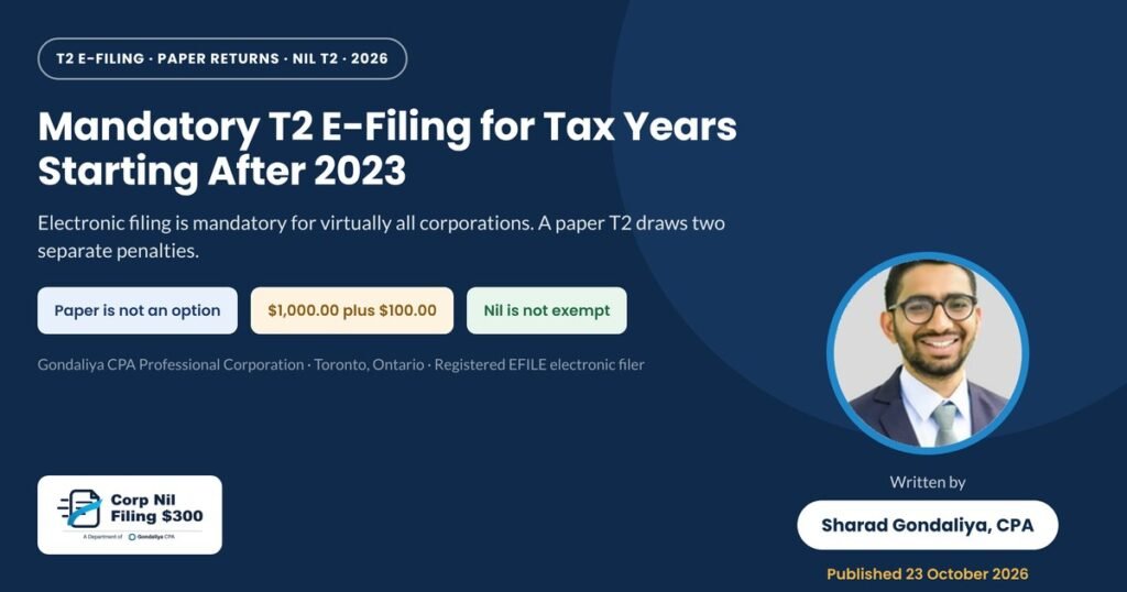 Mandatory T2 e-filing for tax years starting after 2023, Corp Nil Filing